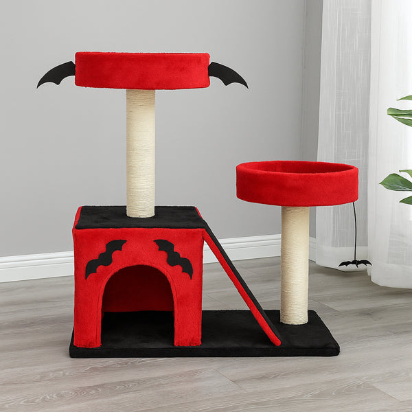Halloween Cat Tree with Spooky Gothic Design, Large Cat Condo & Perches