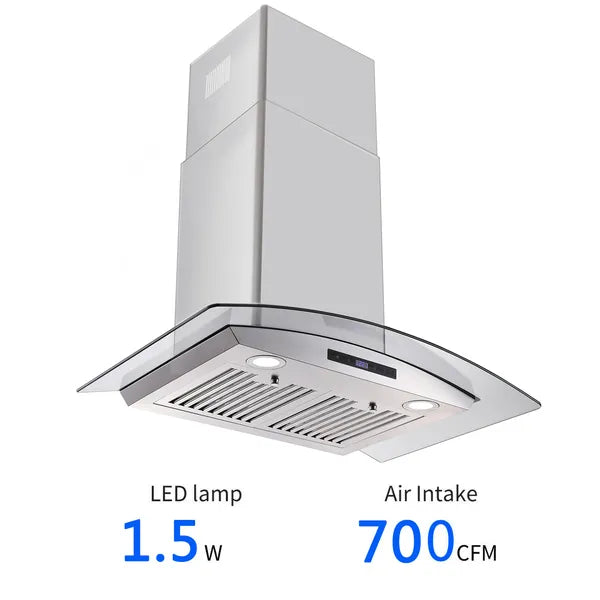30-Inch Wall Mount Range Hood 700CFM Tempered Glass Touch Control Kitchen Appliance