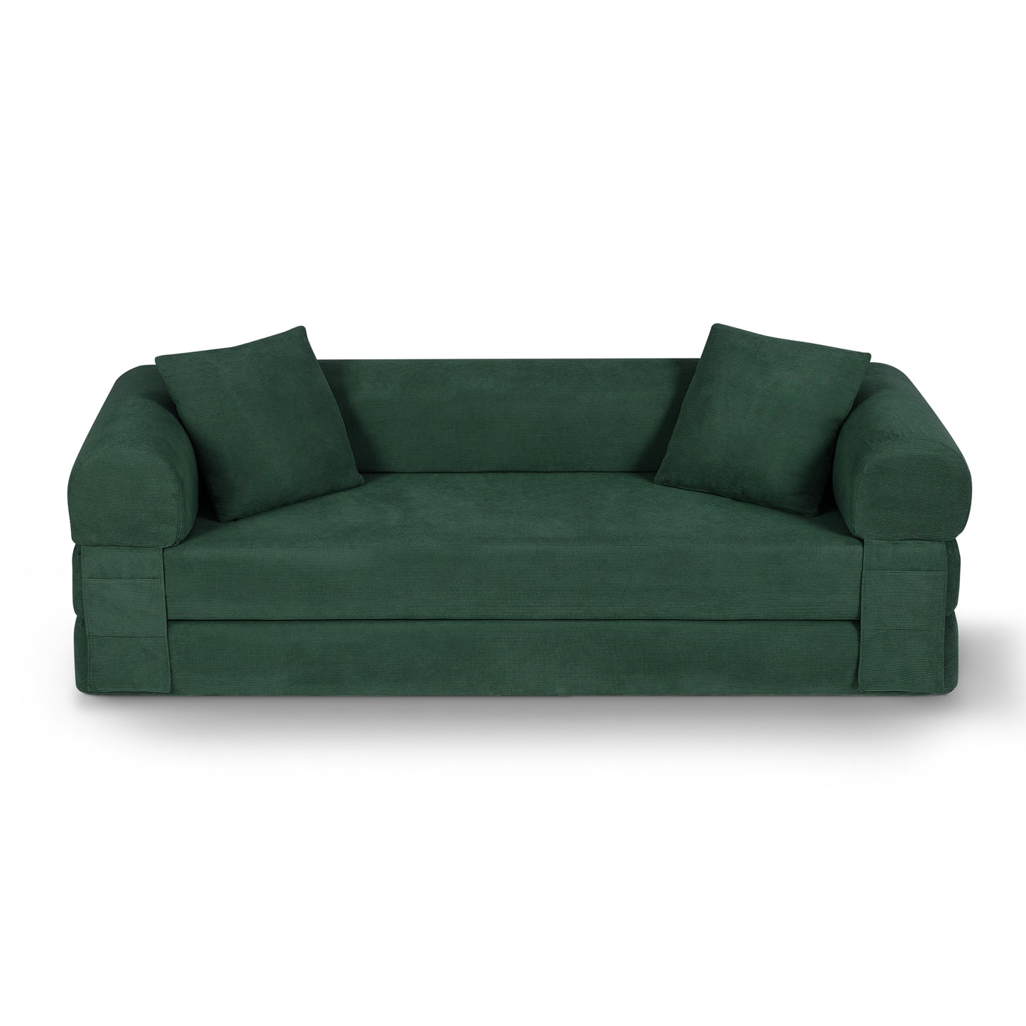 Convertible Sofa Bed Couch - 80 Inch Dark Green Sleeper with Storage