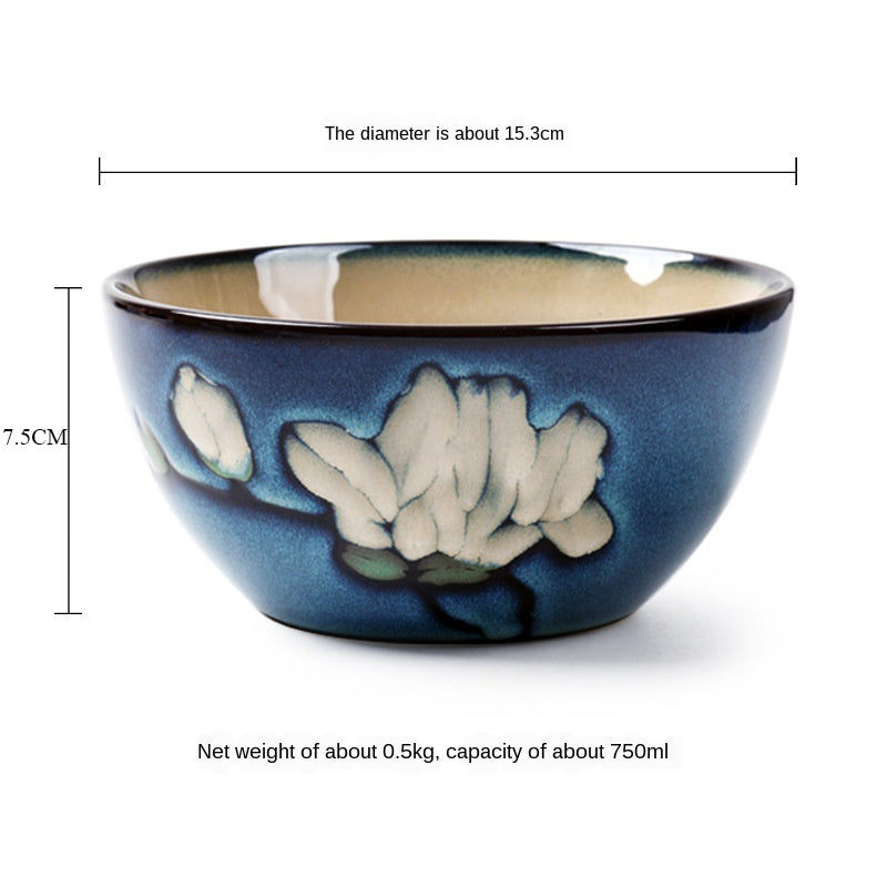 Hand-Painted Ceramic Bowls and Plates - Creative Under-glaze Dinnerware Set