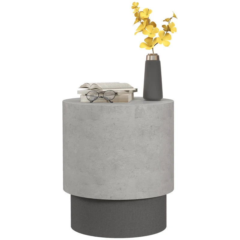 Round Lightweight Accent Table with Concrete Finish - Gray