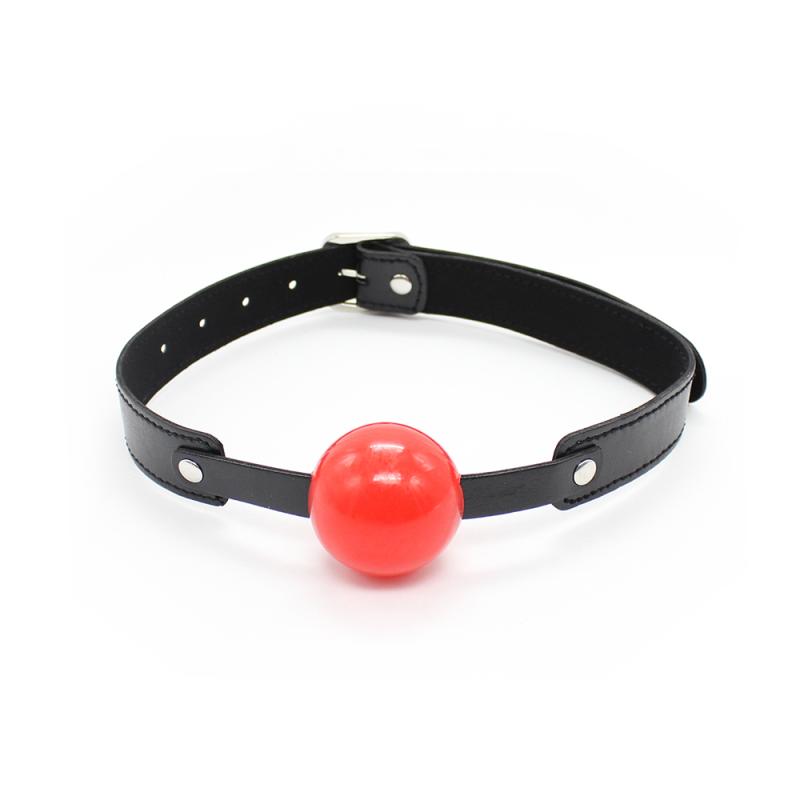 Adult Leather Ball Plug Toy Set with Adjustable Belt - Black & Red