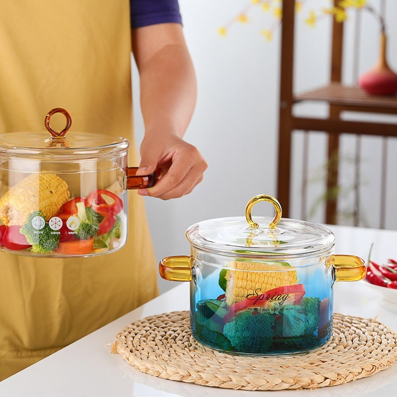 1500ml Borosilicate Glass Pot with Handle - Modern Kitchen Cooking Utensil