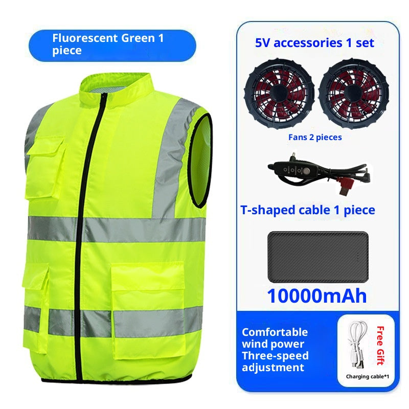 Cooling Reflective Vest with Air-Conditioning Fan for Adults