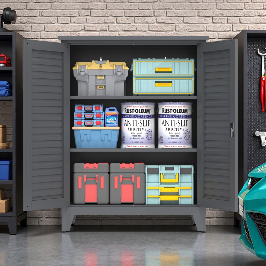 47'' Tall Metal Tool Storage Cabinet - Slate Finish