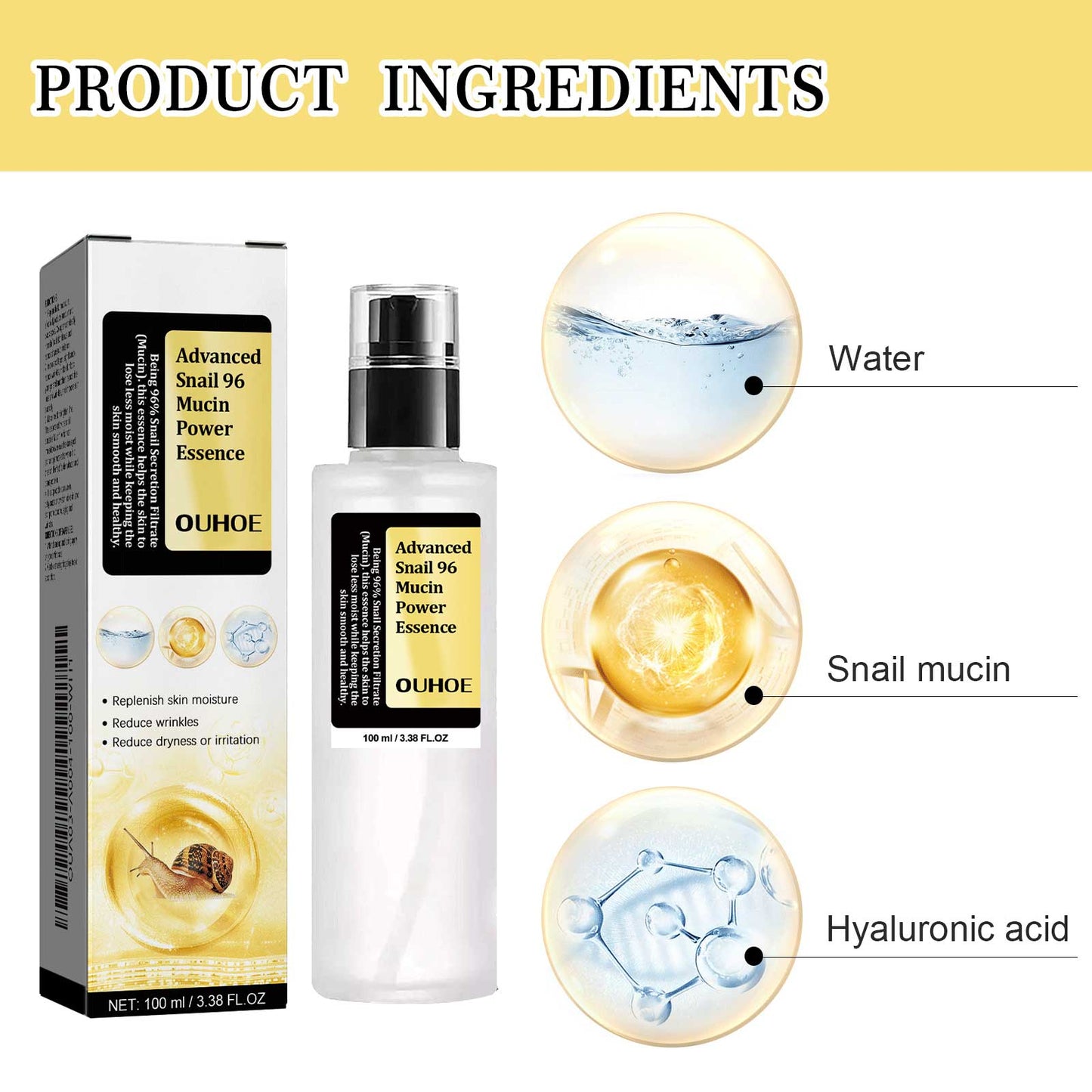 Snail Mucin 96 Collagen Power Essence - 100ml Facial Repair Serum