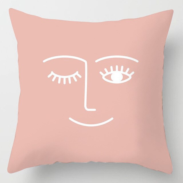 Linen Cushion Cover 45x45cm Peach Skin Fabric Flower Pattern Home Decor