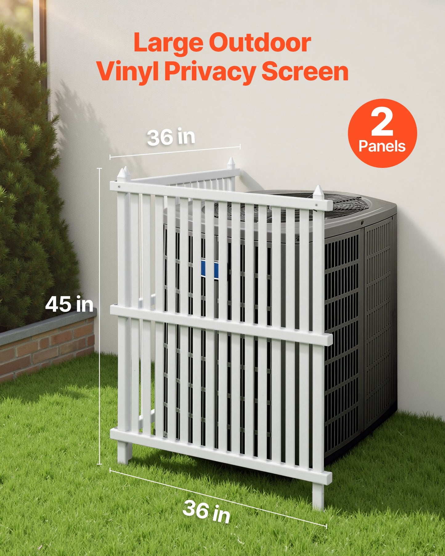 Outdoor Privacy Fence Panels - Vinyl Enclosure for Air Conditioner & Trash Cans - 36x45 Inches, Black