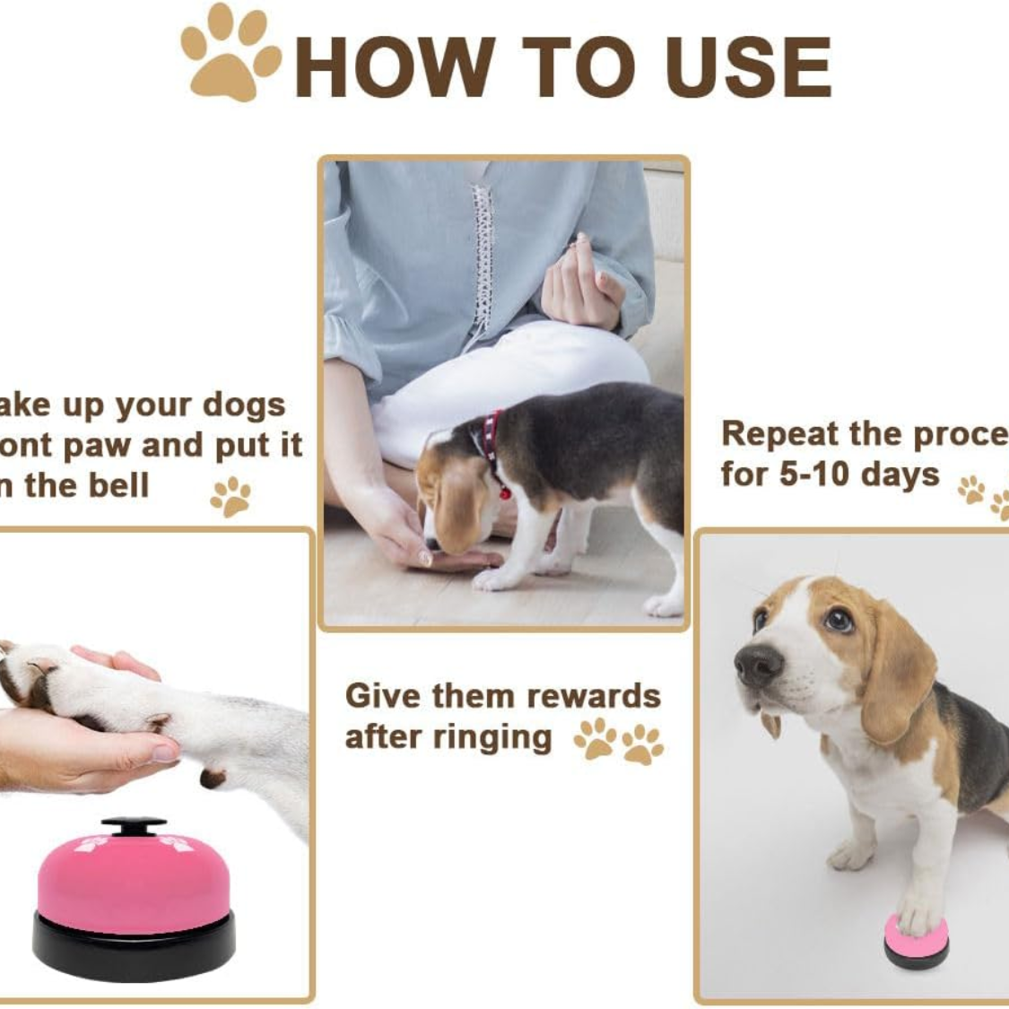 Dog Training Bell Set for Puppies - 2 Pack Paw Print Soundable Door Bells for Potty & Obedience