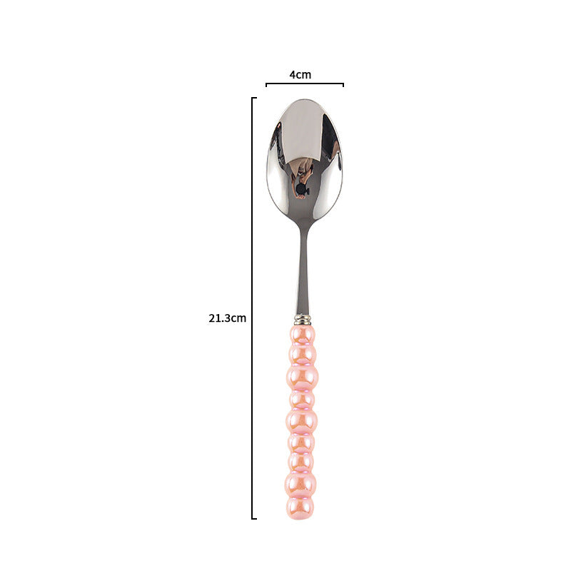 Ceramic Pearl Handle Cutlery Set - Spoon Fork Knife Household Dinnerware