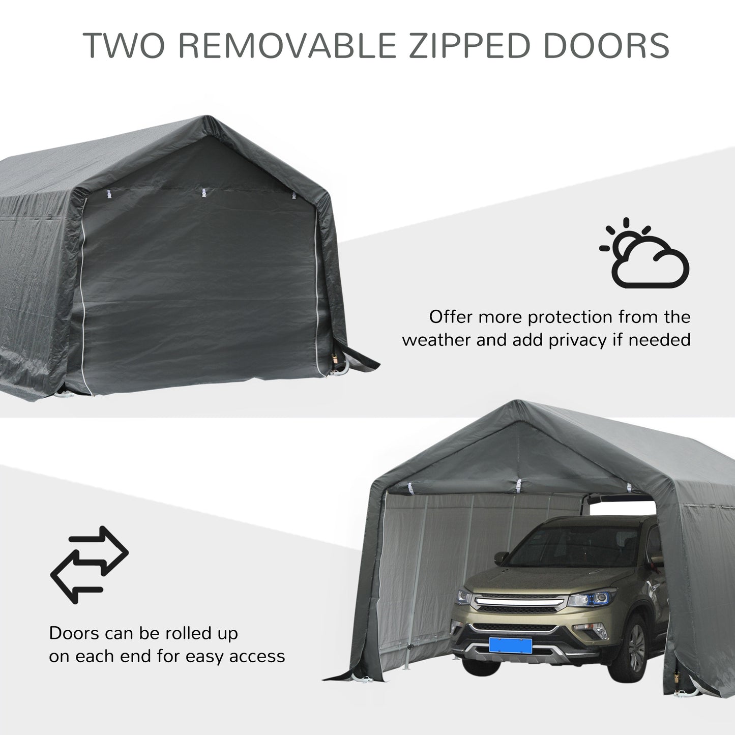 Heavy Duty Portable Garage Carport - 12x20 ft Shelter for Bikes & Tools