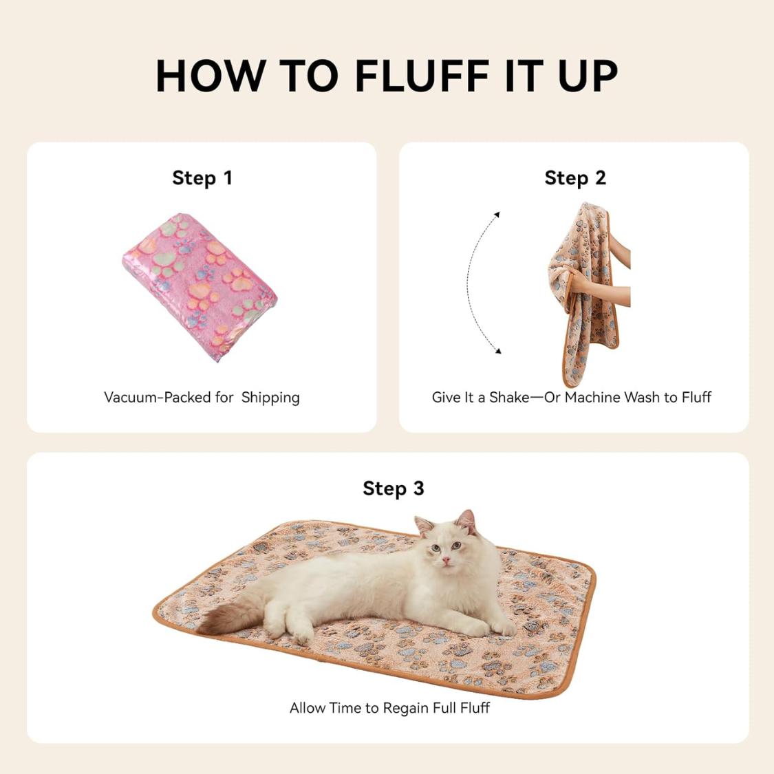 Premium Soft Fluffy Fleece Dog & Cat Blanket Set - Multicolor, 3-Pack