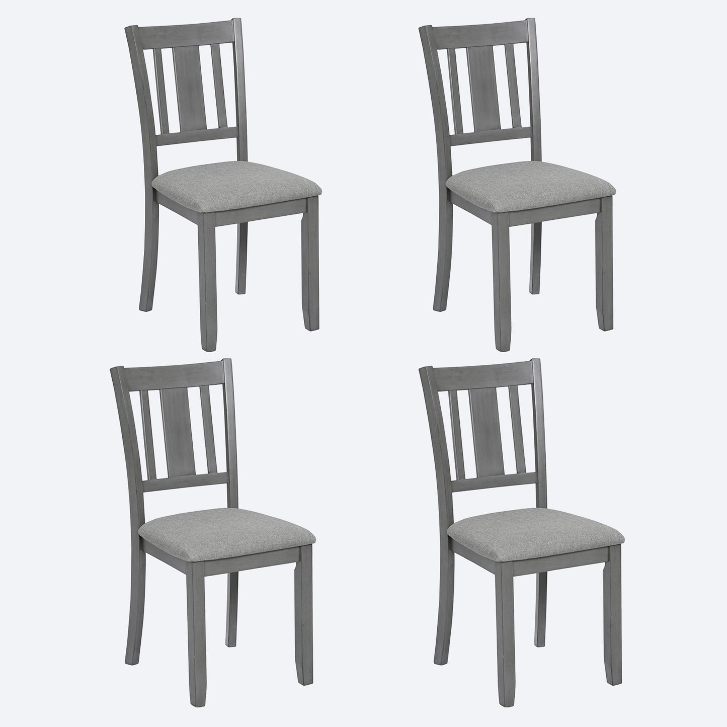 Upholstered Dining Chairs Set of 4 - Gray Wooden Kitchen Chairs