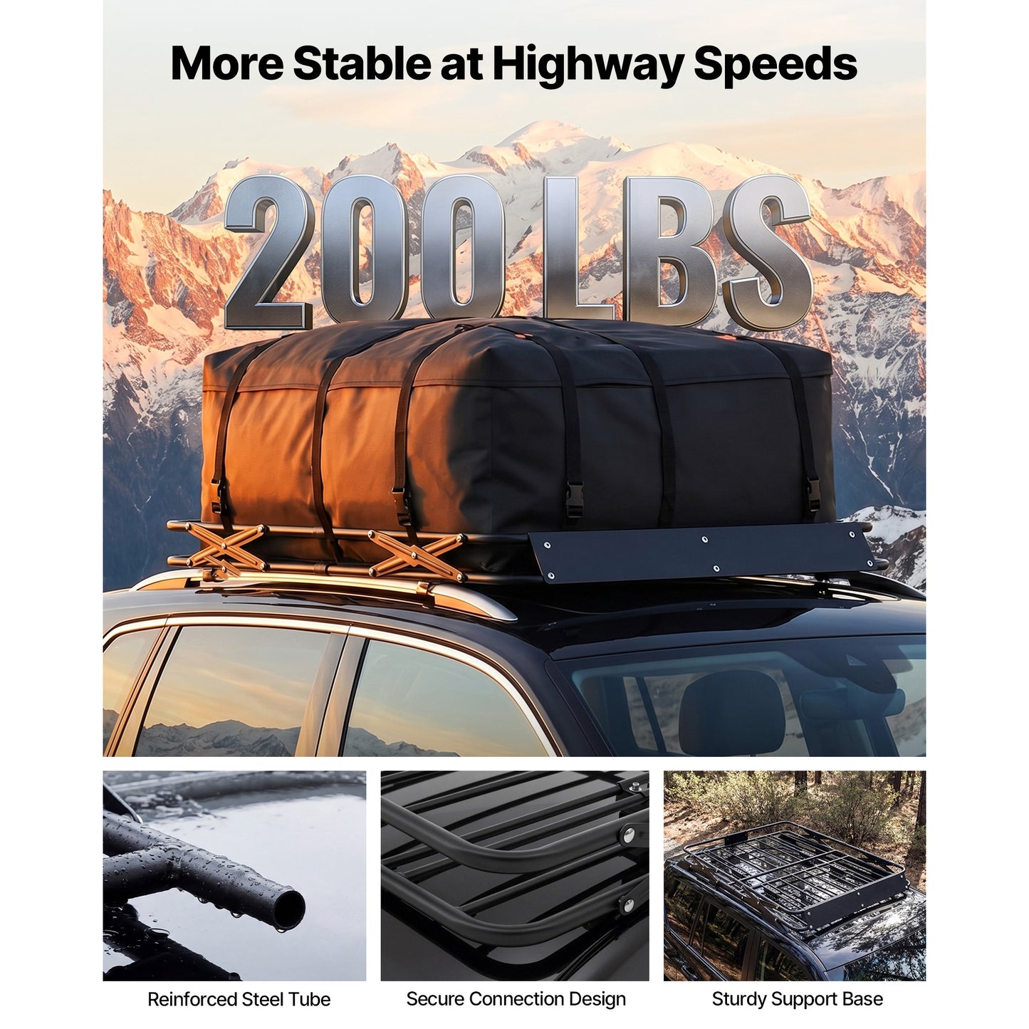 Heavy Duty Roof Cargo Basket 51x36x4 In All-Weather Car Luggage Carrier