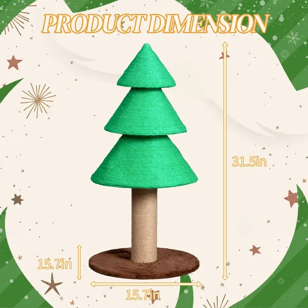 Christmas Tree Cat Scratcher Tower - 31.5in Sisal Scratch Post
