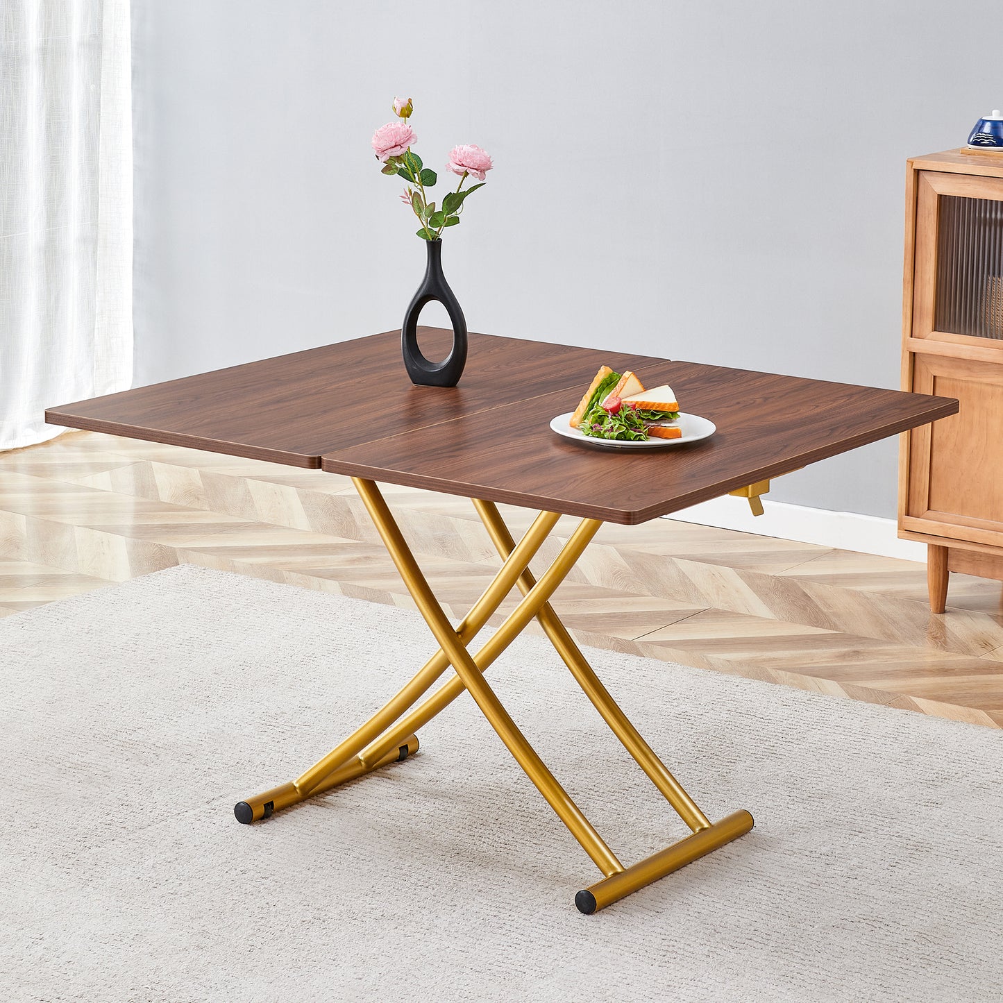 Modern Minimalist Multifunctional Lift Table With 0.8 Inch Thick MDF