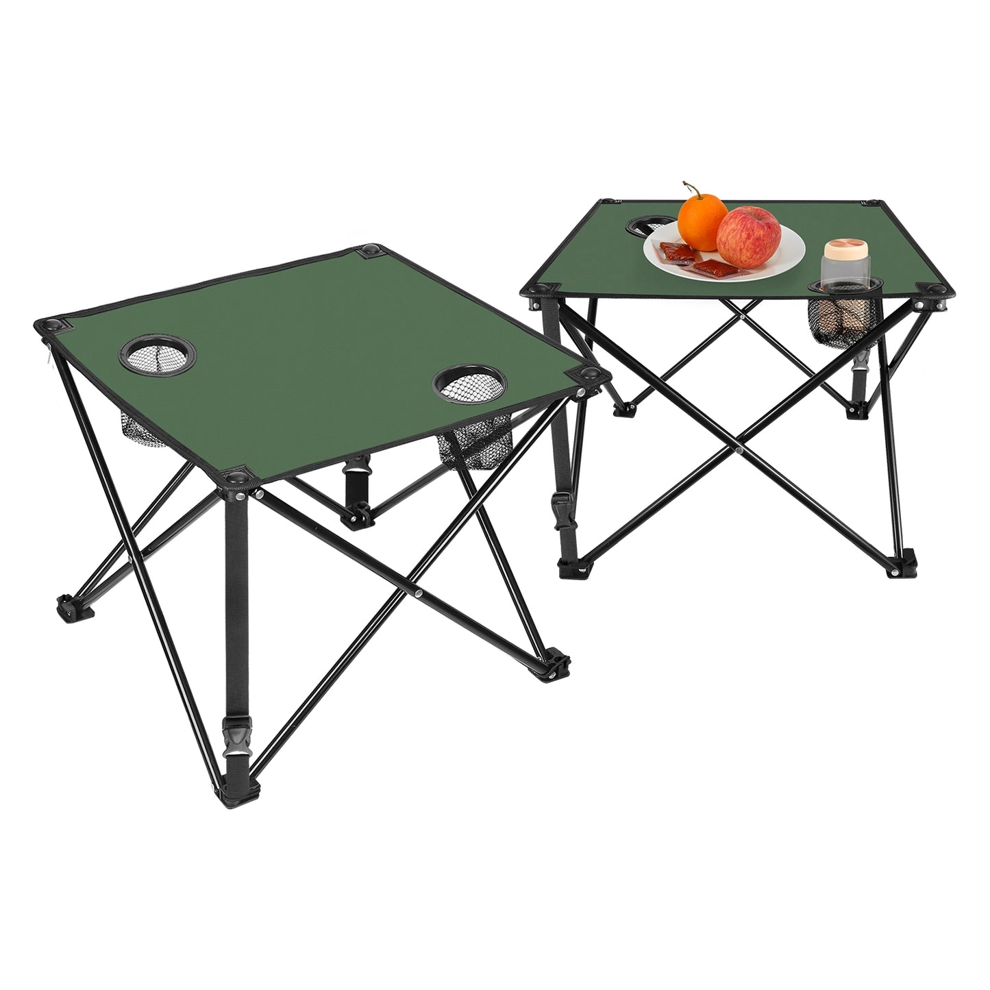 Portable Folding Camping Table with Cup Holders - Multiple Colors & Sets