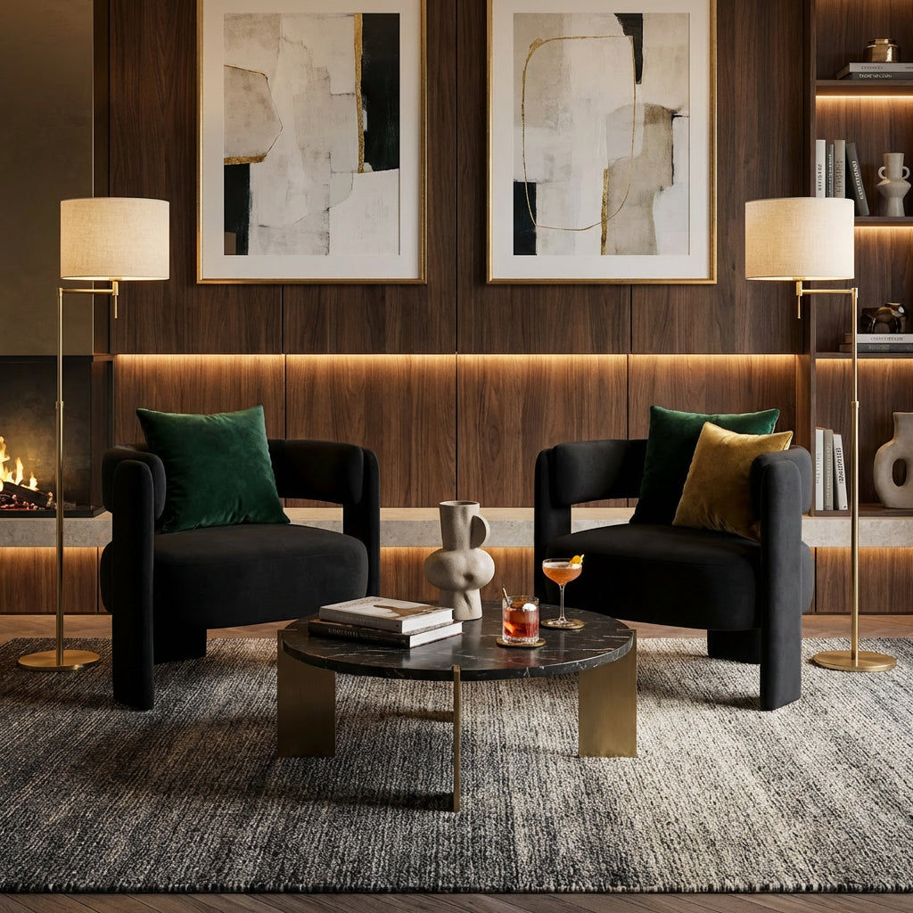 Modern Velvet Accent Chair - Comfy Single Sofa for Living Room