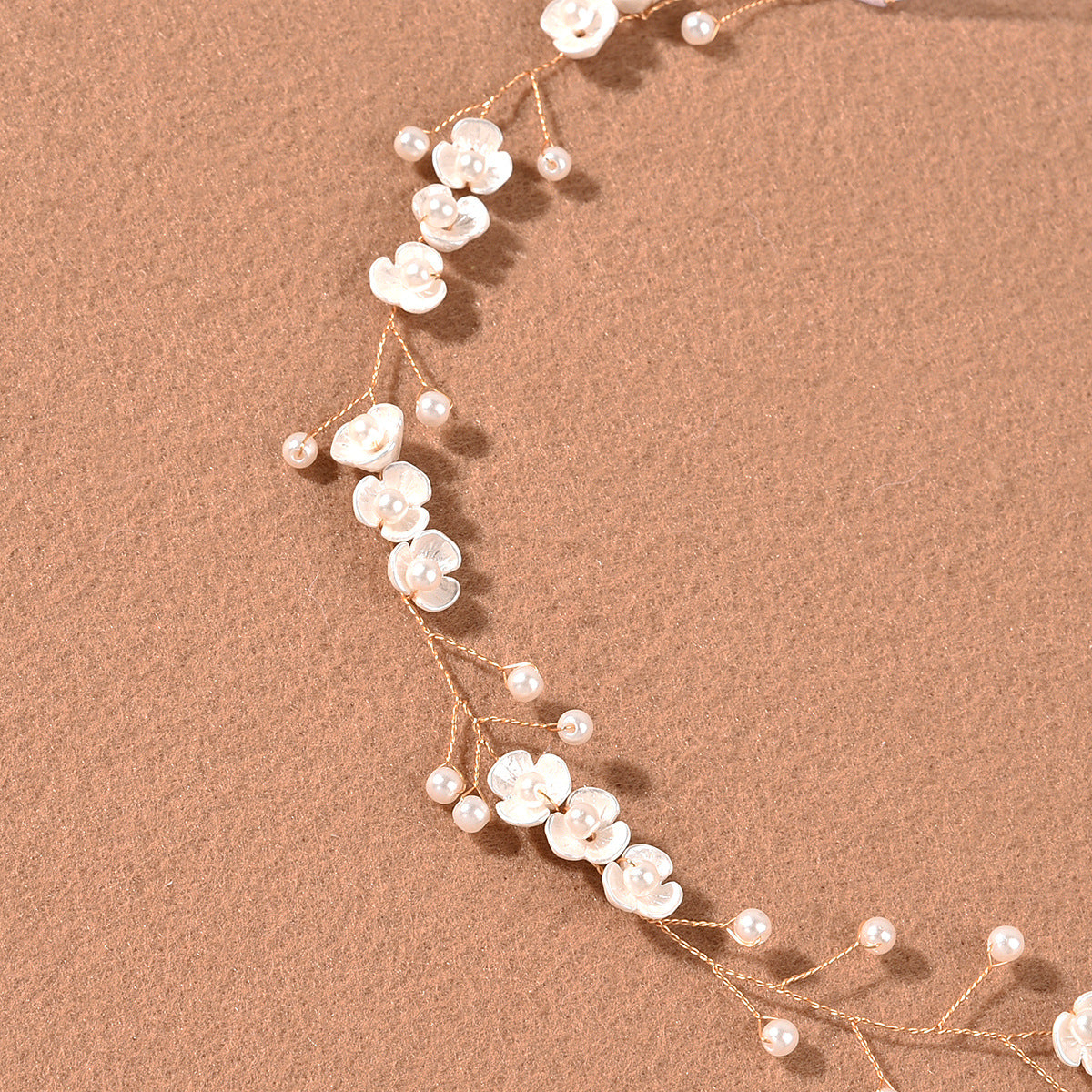 Pearl Flower Headband with Three Petal Design