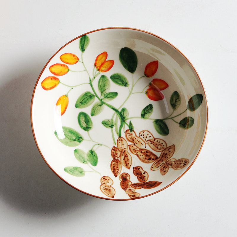 Hand Painted Ceramic Dinner Plate - Underglaze Color Japanese Style Tableware