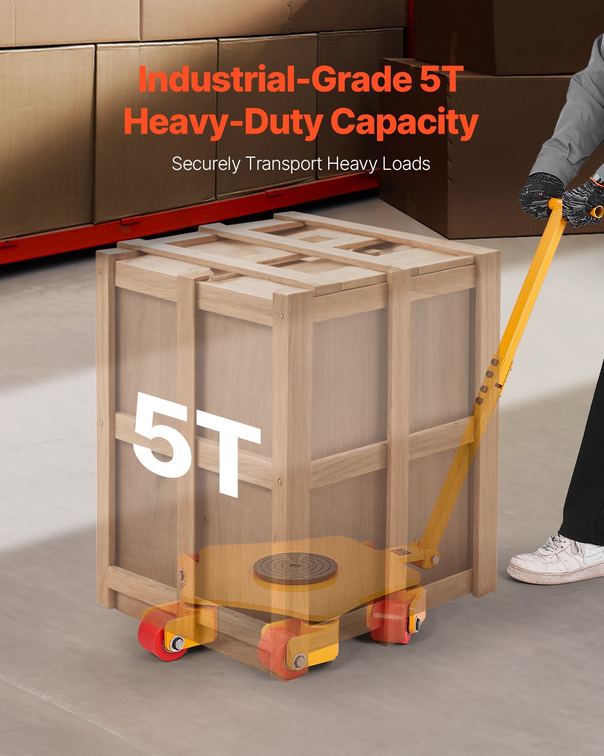 Heavy-Duty Machinery Moving Skate with Handle - 8800 lbs Capacity, 360° Rotation