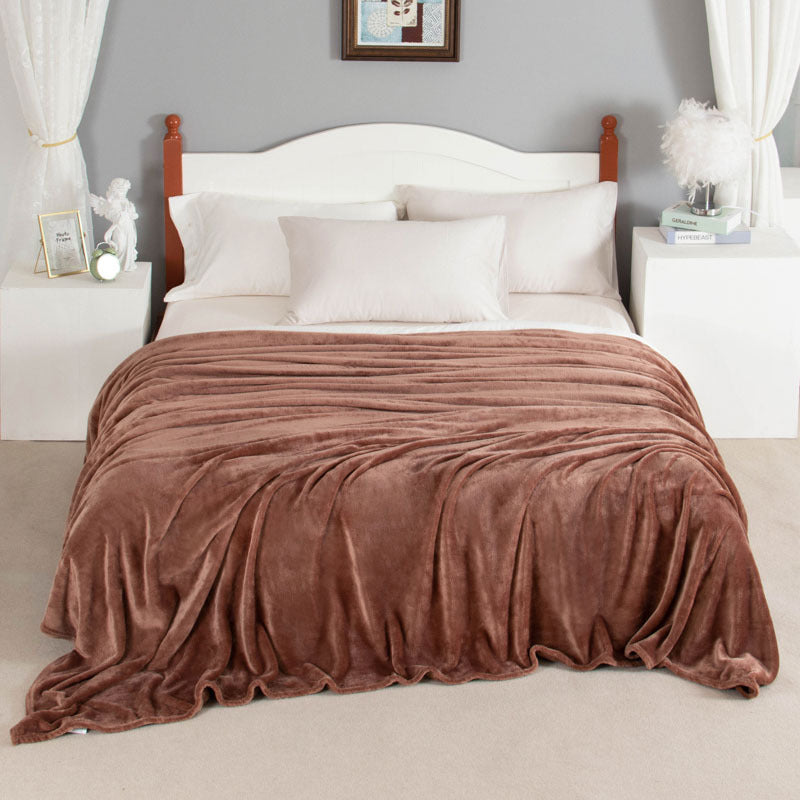 Thickened Coral Fleece Blanket Solid Color Vegan-Friendly Home Bedding