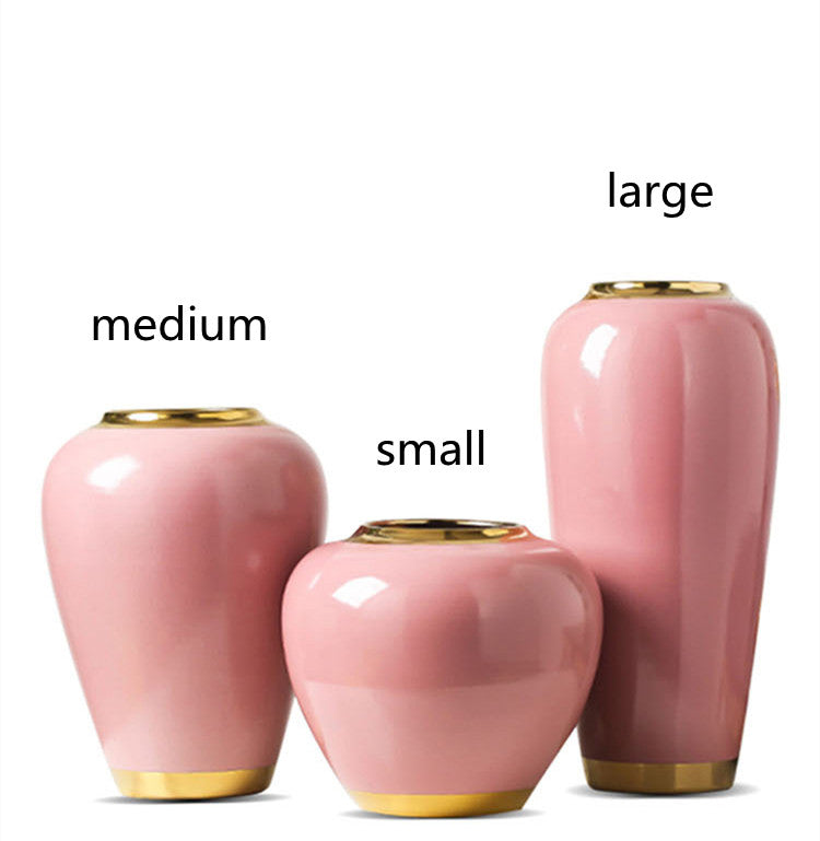 Modern Hand-Painted Porcelain Vases with Gold-Plated Glazed Flowers - Multiple Sizes