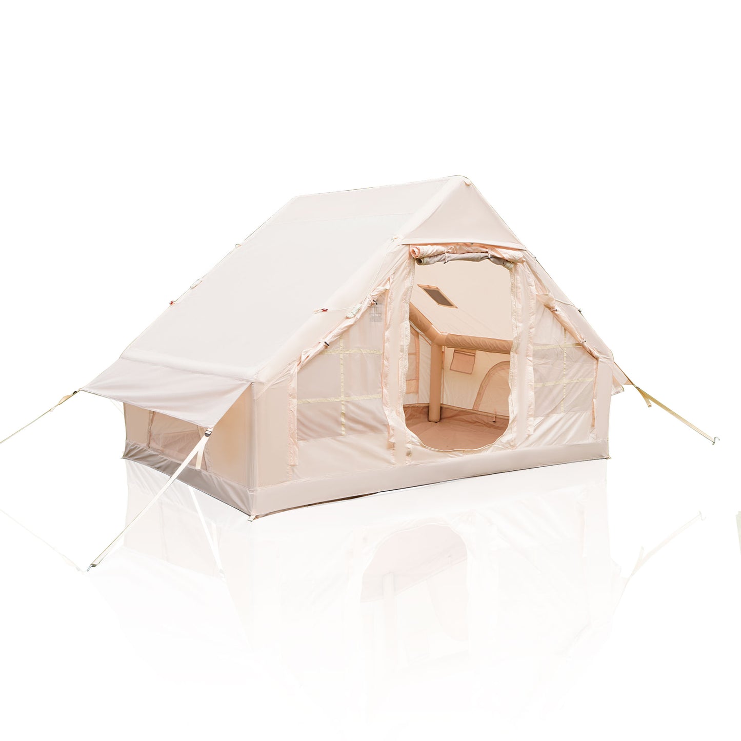 Inflatable Camping Tent with Hand Pump - Waterproof, Easy Setup, Beige
