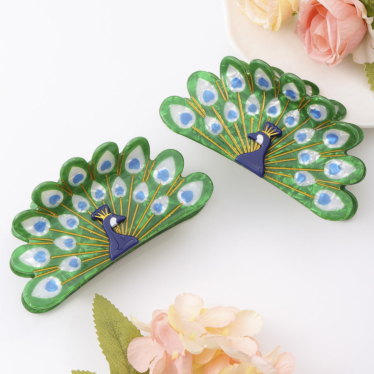 Peacock Hair Clip Retro Style