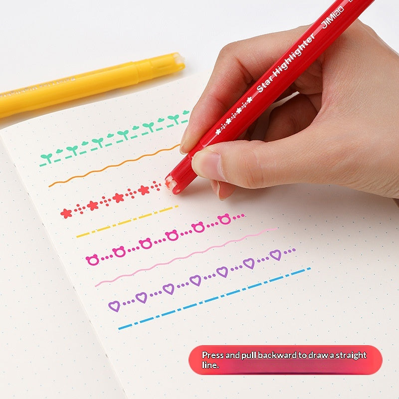 Double-Headed Rollerball Pen Set with Floral Pattern - 8 Colors Refill