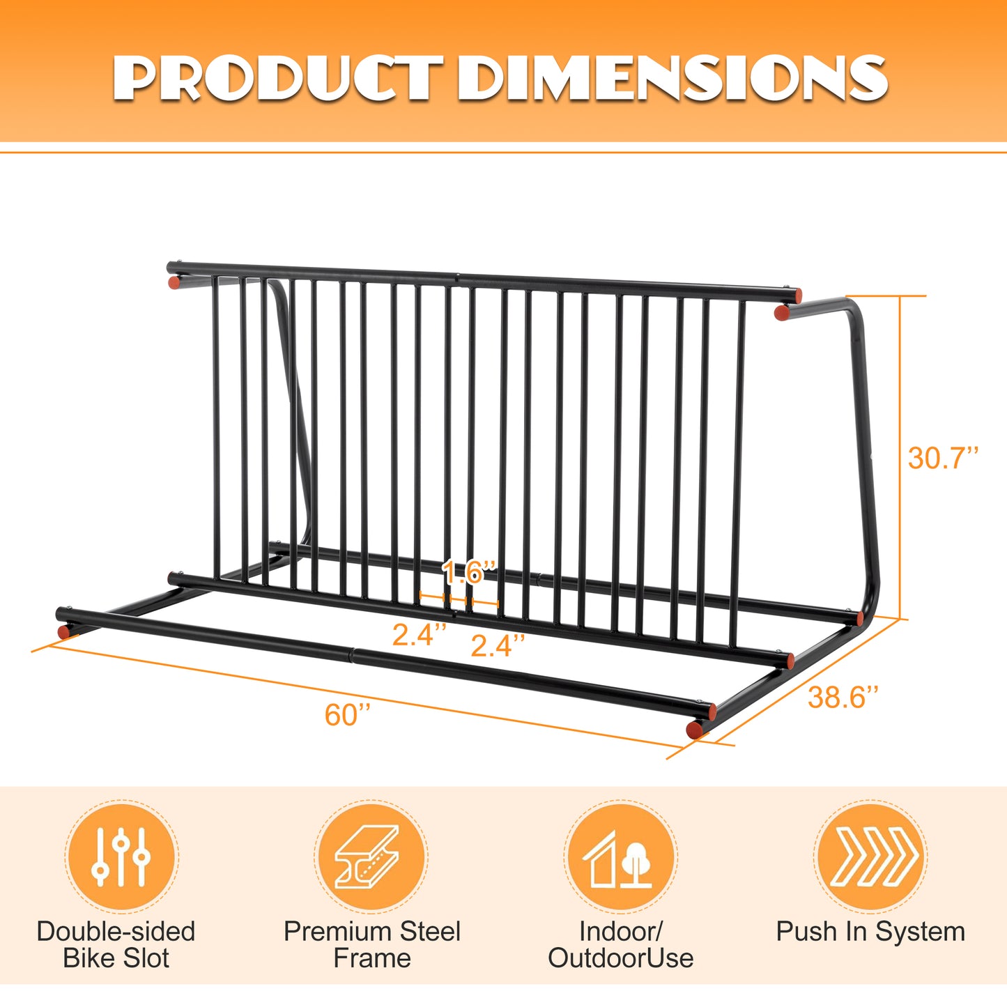 10 - Bike Floor Rack, Easy Assembly Modern Metal Double Sided