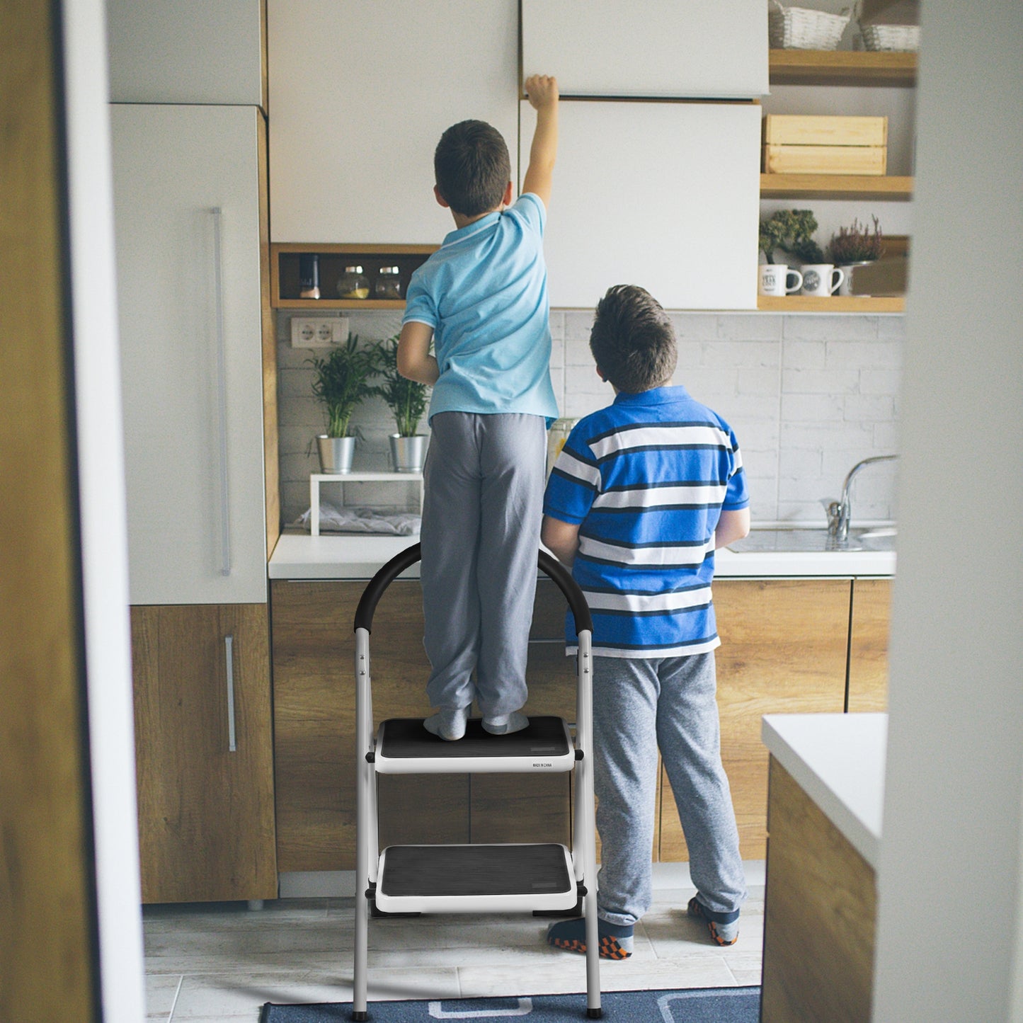 Folding Step Stool with Iron Frame and Anti-Slip Pedals - 2.75 Feet