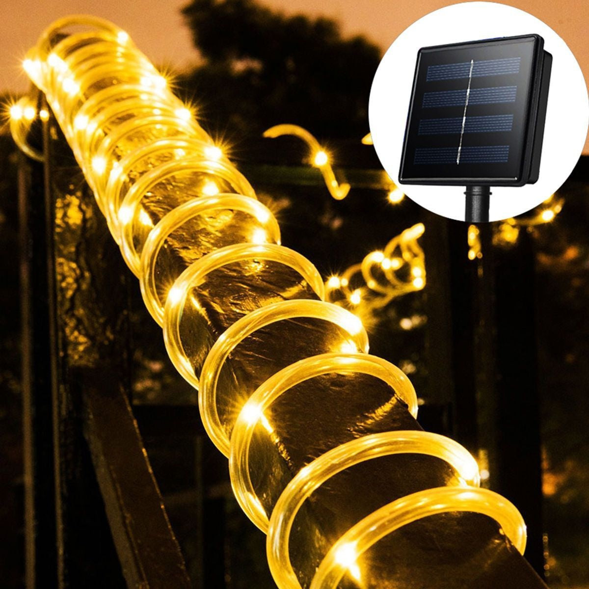Solar Tube LED Outdoor Light Strip Waterproof Garden Decor 7M