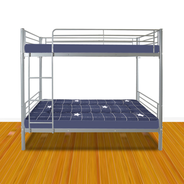 Iron Bed Bunk With Ladder For Kids Twin Size Gray