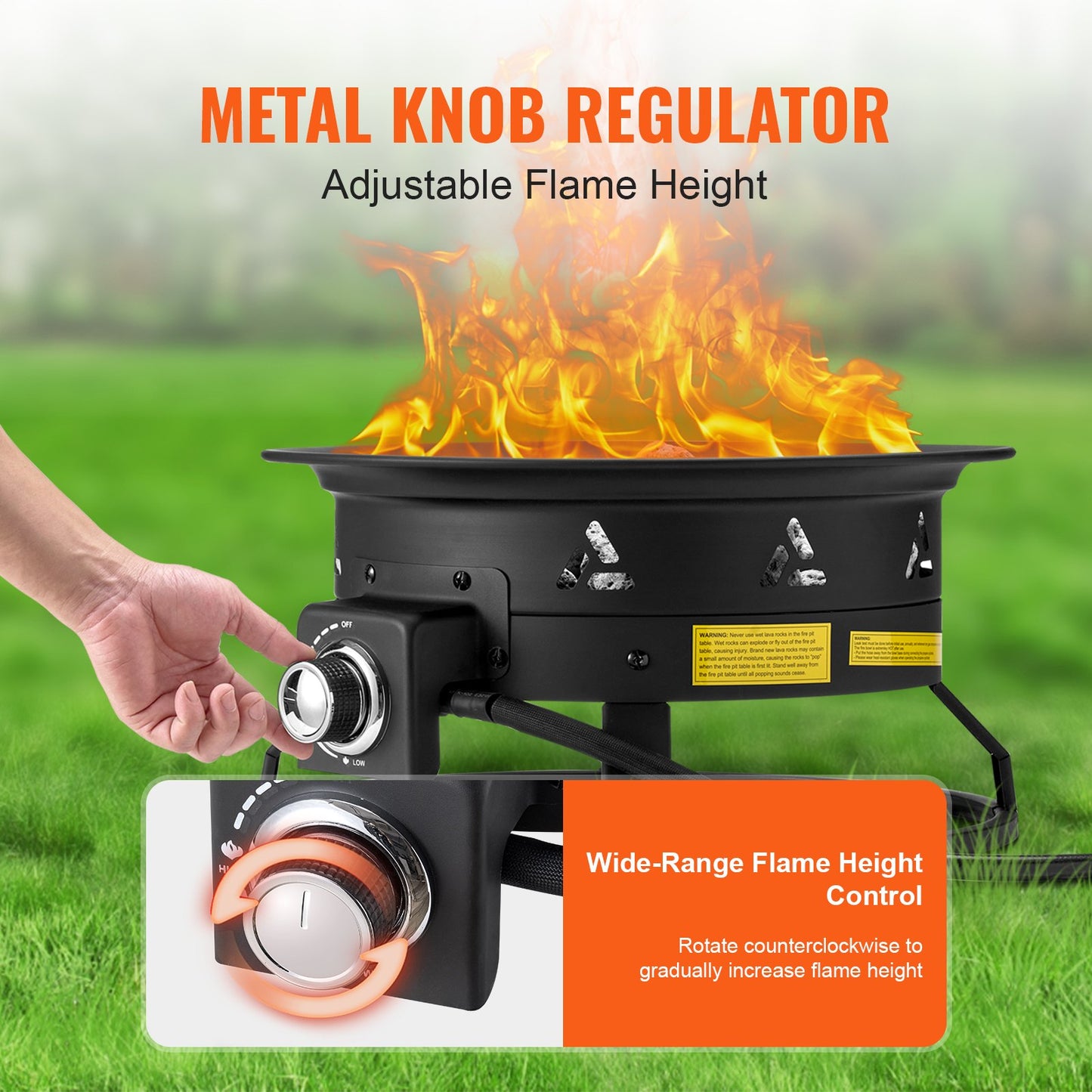 Propane Fire Pit 19 Inch Portable Gas Firepit with 58,000 BTU & Adjustable Flame