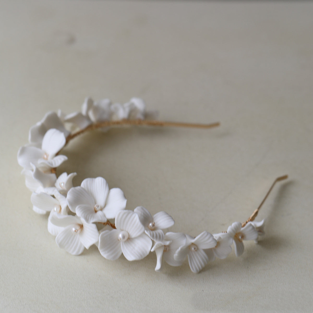 Bridal Ceramic Flower Headband