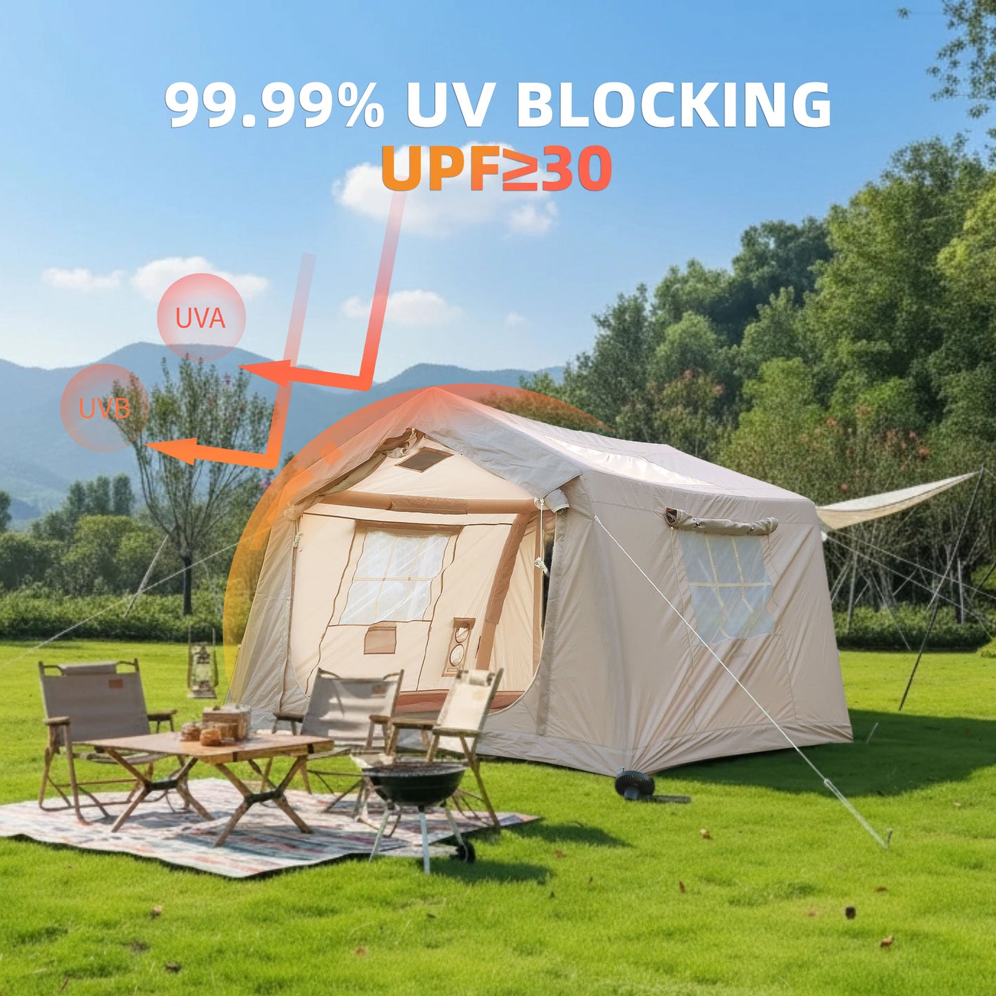Inflatable Tent for Camping - 4-6 Person Waterproof Glamping Tent