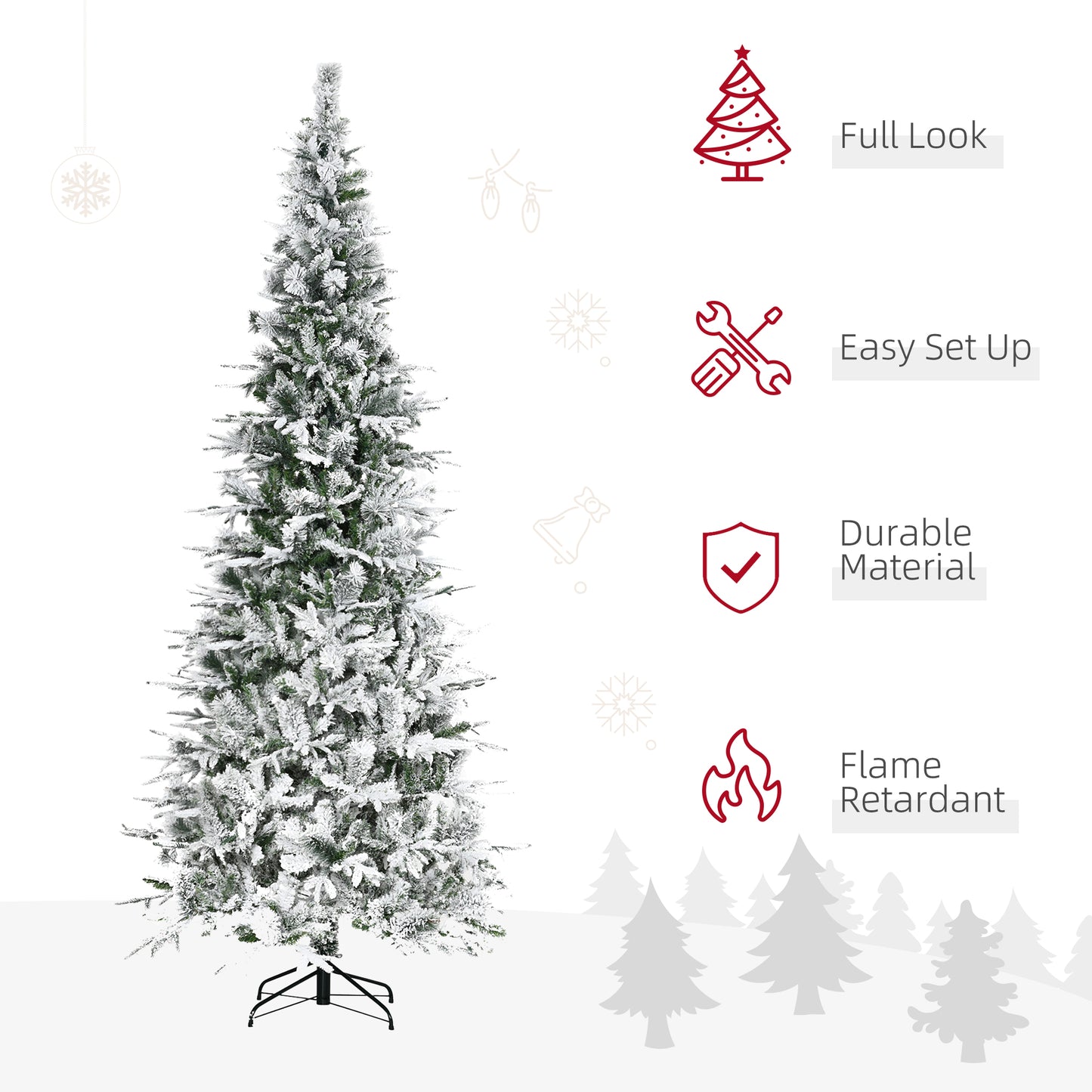 9ft Snow Flocked Pine Artificial Christmas Tree - Green