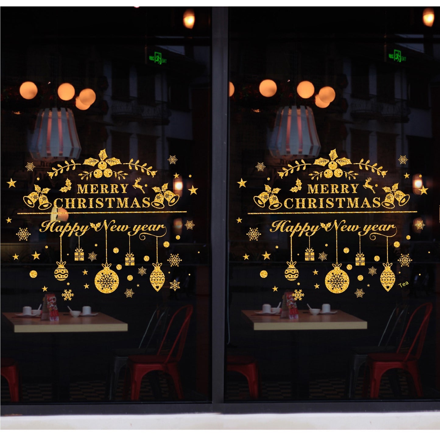 Glitter Decorative Wall Stickers Christmas Snowflake Set for Festive Wall Decor