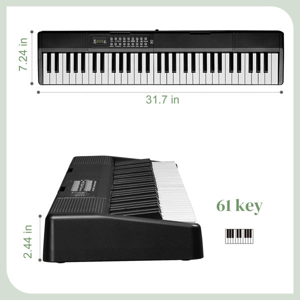 61-Key Portable Folding Keyboard with Dual Bluetooth - Black
