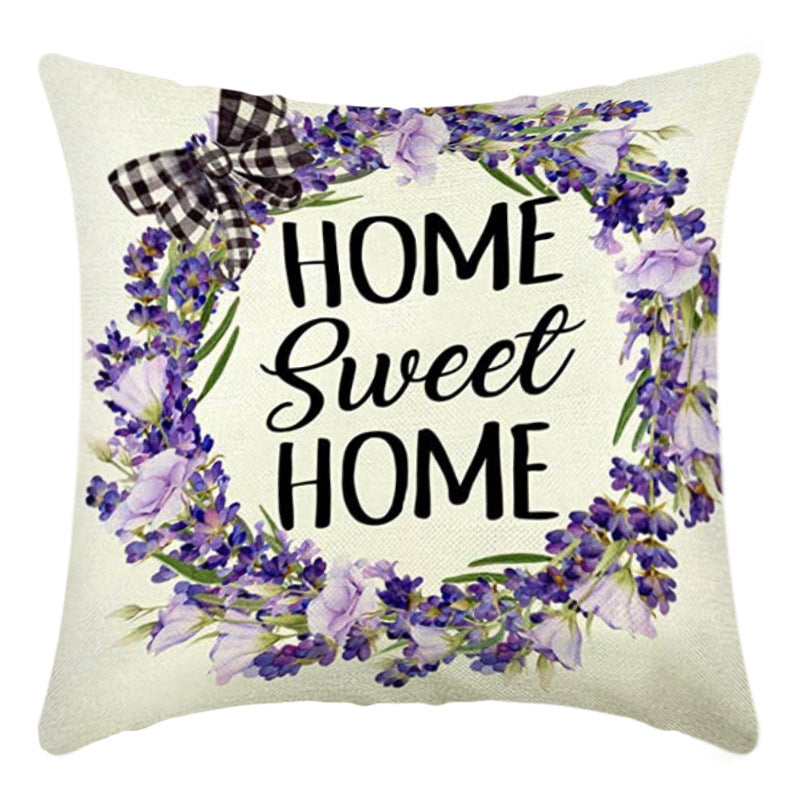Summer Chrysanthemum Pillow Cover Green Plant Flower Linen 45x45cm Nordic Style