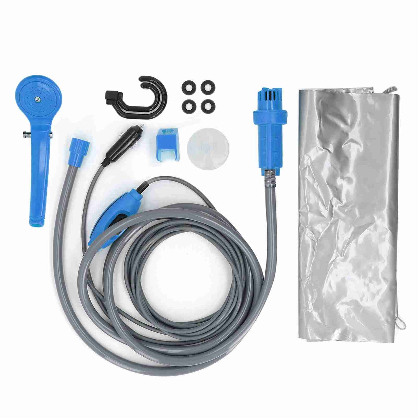 Portable Electric Vehicle Shower Kit 36W with Adjustable Water Flow for Camping and Car Washing - Blue