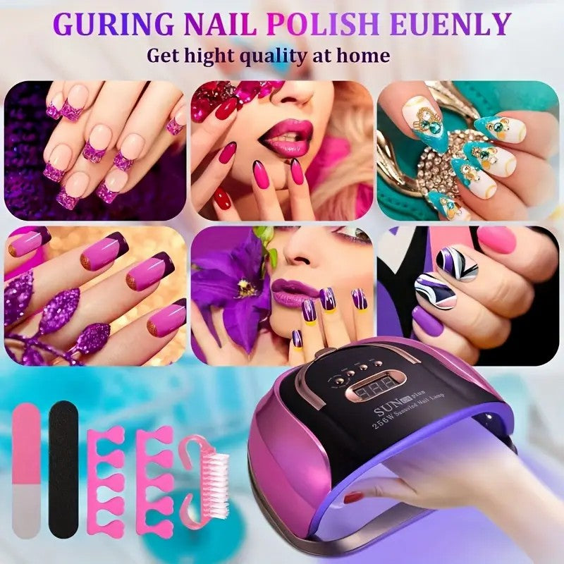 256W High-Power UV LED Nail Lamp with Smart Timer & Sensor - White