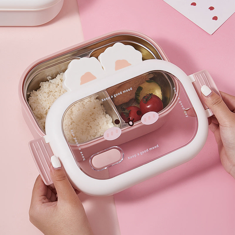 Cute Bunny Stainless Steel Lunch Box - 950ml Creative Student Food Container