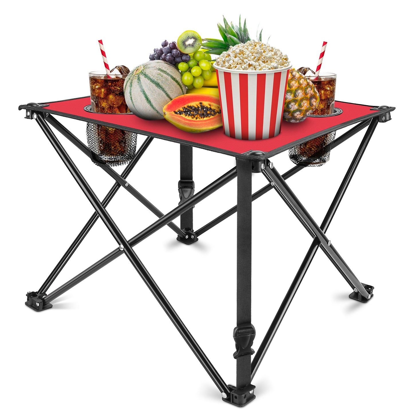 Portable Folding Camping Table with Cup Holders - Multiple Colors & Sets