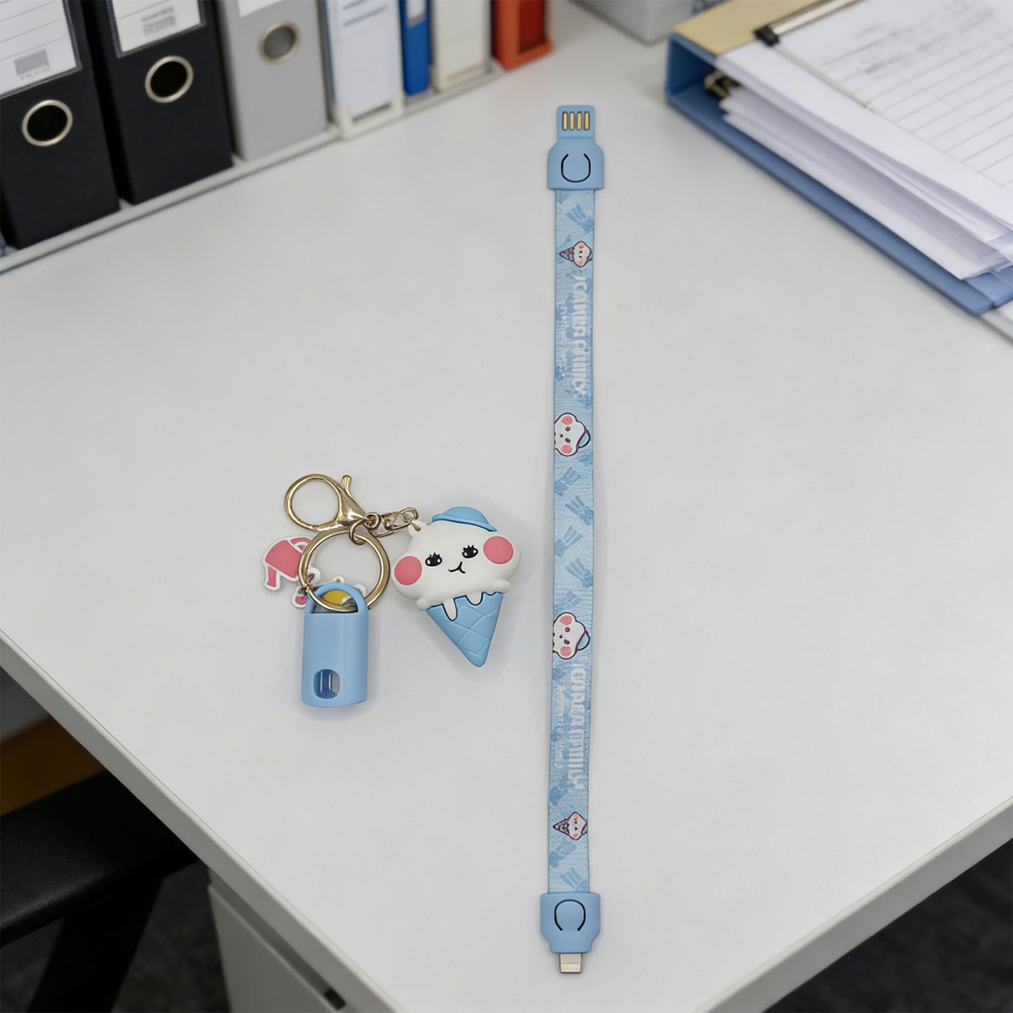 Animal Keychain Charging Cable - Blue