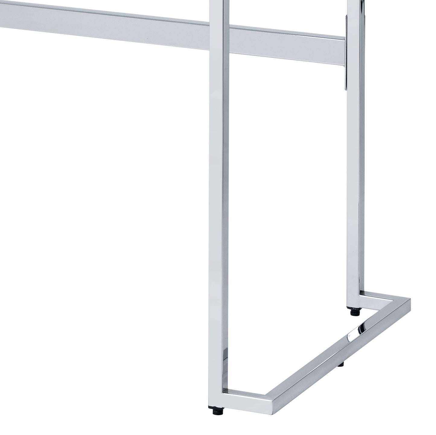 White Faux Marble Top Writing Desk with Chrome Finish
