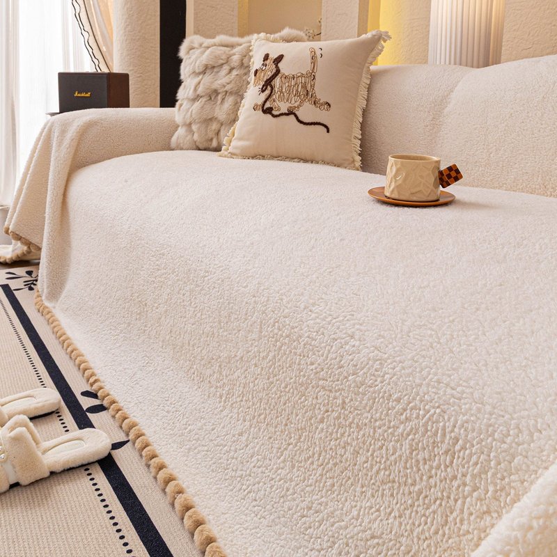 Thickened Lambswool Sofa Cover - Wrinkle-Resistant & Dust-Proof