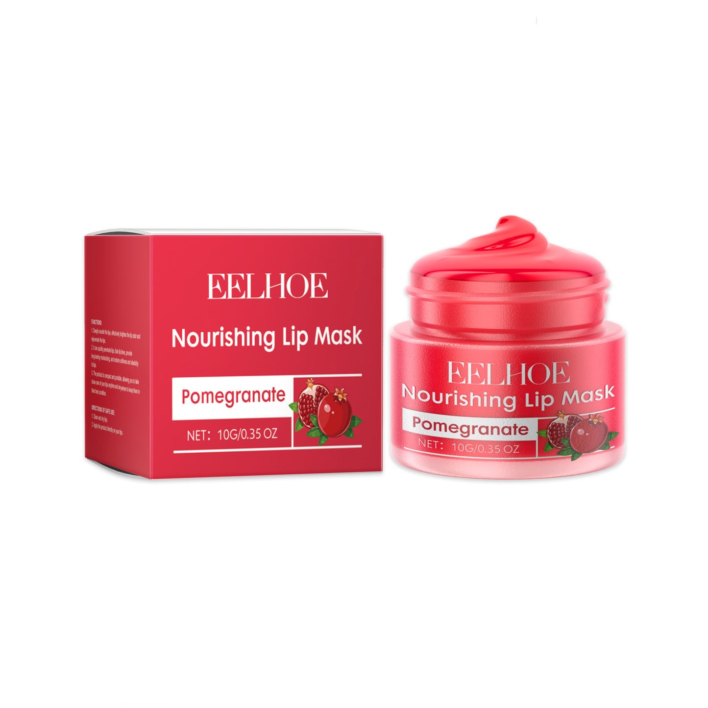 Pomegranate Lip Mask - Moisturizing Vitamin E Lip Treatment for Dry Lips