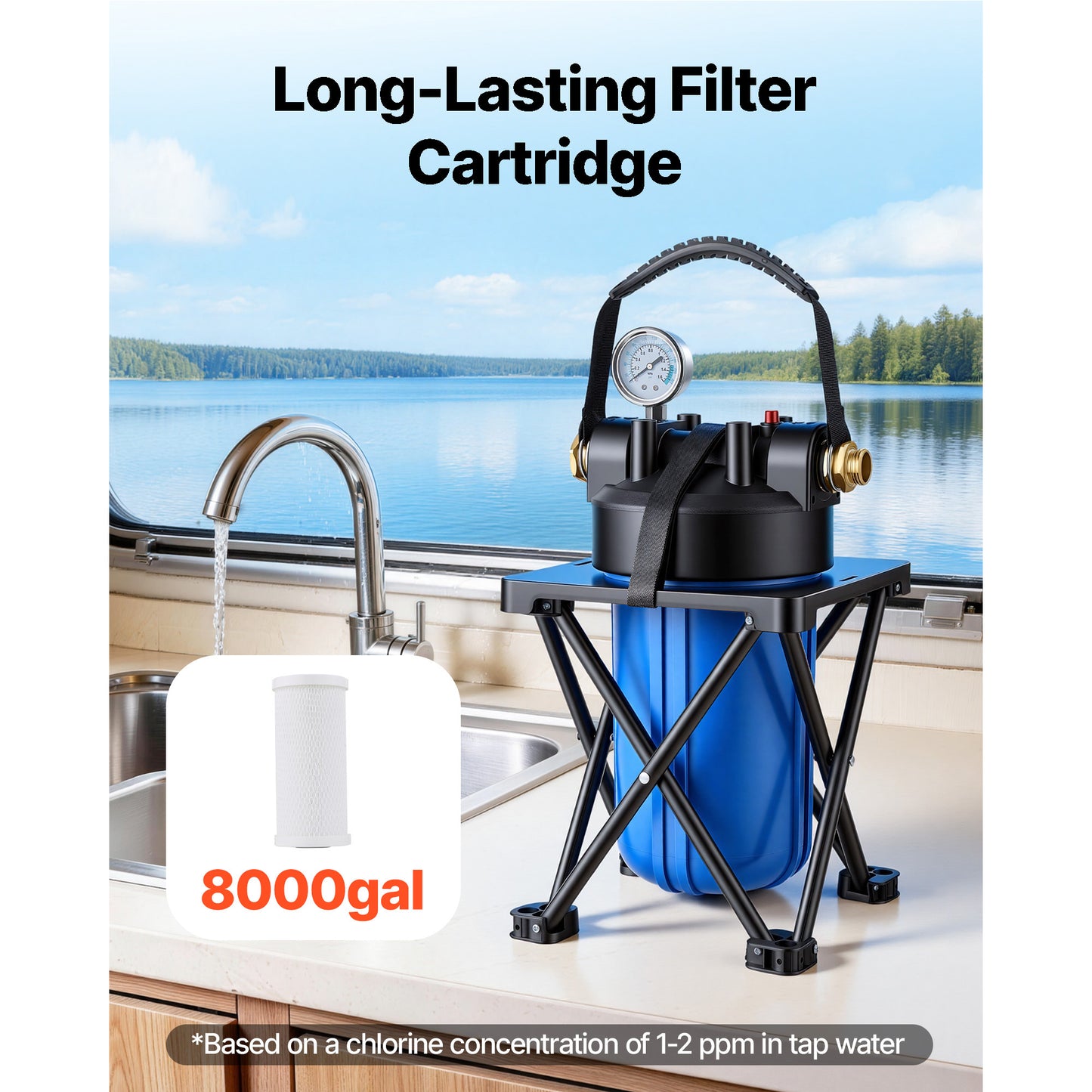 RV Water Filter System Replacement with Cartridge & Mounting Bracket